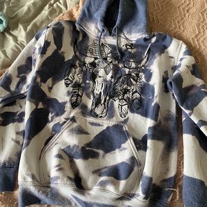 Tie Die Cow Skull Hoodie